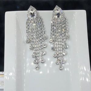 Luxury wedding earring tassel prom long bling Diamond Cz luxury new statement